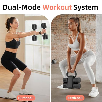 2-in-1 Adjustable Dumbbell Set, Upgraded 4 Levels Hand Weights for Women Men, Each 2.2/3.3/4.4/5.5lb, Convertible Weights Dumbbells and Kettlebell Set for Home Gym Exercise & Fitness - color: Black