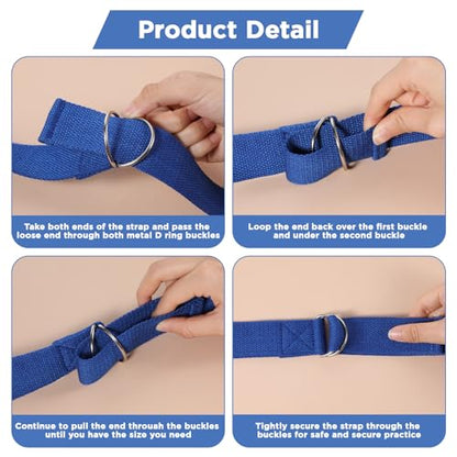 10 Pcs Yoga Strap for Stretching Bulk 8 Ft Cotton Polyester Stretch Band with Metal D Ring Adjustable Non Elastic Yoga Stretching Strap Bulk for Pilates Dance Gym Workout Physical Therapy (Multicolor)