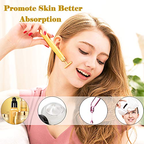 Face Massager Roller Golden 3D Roller Electric Facial Roller and T Shape Facial Roller Massager Kit Face Rollers