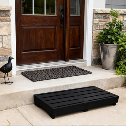Wood Step Stool, 3.5" Bed Step Platform with Non-Slip Pads | Prefab Wooden Outdoor Steps for Porch, Bathroom & Kitchen | Safety Step for Adults & Elderly