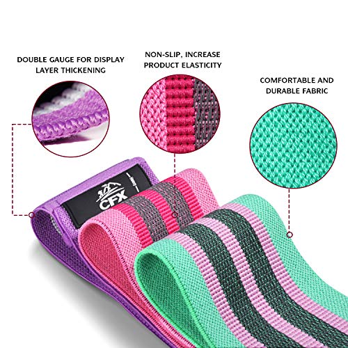 Resistance Bands Set, Exercise Bands with Non-Slip Design for HIPS & Glutes, 3 Levels Workout Bands for Women and Men, Booty Bands for Home Fitness, Yoga, Pilates