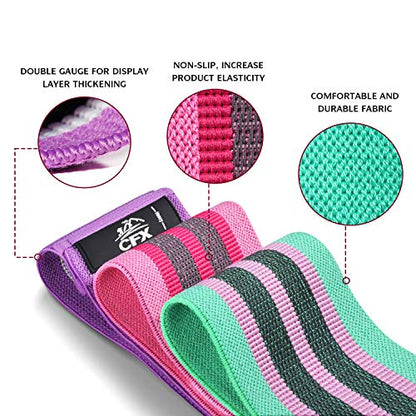 Resistance Bands Set, Exercise Bands with Non-Slip Design for HIPS & Glutes, 3 Levels Workout Bands for Women and Men, Booty Bands for Home Fitness, Yoga, Pilates
