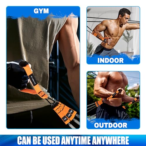 Resistance Bands Set - Heavy Exercise Bands with Handles, Door Anchor, Ankle Straps - Fitness Bands for Working Out Men - Workout Bands Set for Muscle Training