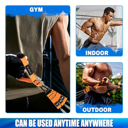 Resistance Bands Set - Heavy Exercise Bands with Handles, Door Anchor, Ankle Straps - Fitness Bands for Working Out Men - Workout Bands Set for Muscle Training