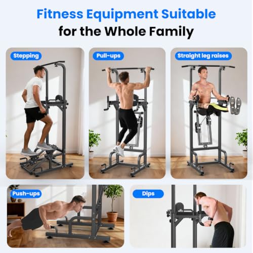 RELIFE REBUILD YOUR LIFE Pull Up Bar Free Standing Power Tower for Home Gym - color: Black-01