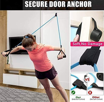 Exercise Resistance Bands Set, Fitness Set for Mens Women, Set with 5 Fitness Tubes, Handles, Door Anchor, Ankle Straps, Carrying Pouch