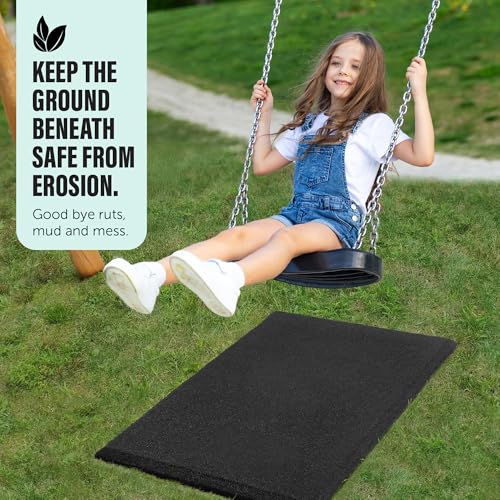 Heavy Duty Commercial Grade Rubber Playground Safety Mat - Playground Protection Mat for Swings and Slides - 54" Long X 32" Wide x 2" Thick (Black)