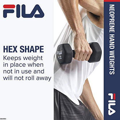 FILA Accessories Hand Weights for Women & Men - Neoprene Covered Dumbbell for Workout, Exercise & Fitness (Sold as Singles in 2 lb, 3, 5, 8, 10, 12, 15 Pounds)