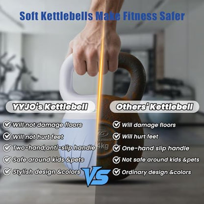 YYJO Soft Kettlebell - Shook Resistance Base Anti-Slip, Wide-Grip Handle 5/10/15 LBS Weights Strength and Safety for Women and Men Workout- Color Coded - color: 15LBS-Blue