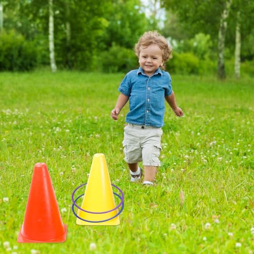 24 Pcs Plastic Ring Toss Game for Kids Adults, 5.5 Inch Carnival Rings for Speed and Agility Practice Games, Garden Backyard Outdoor Games, Bridal Shower Game, Game Booth