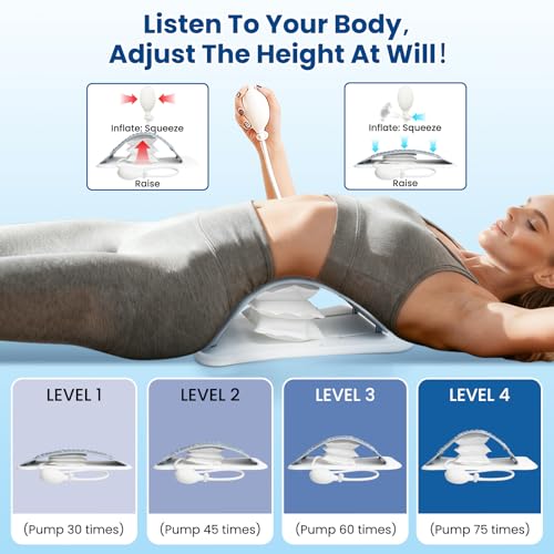 Back Stretcher for Lower Back Pain Relief - Adjustable Lumbar Back Board - Back Cracking Device for Scoliosis, Spinal Decompression - Multi Level Back Massager for Posture Improve