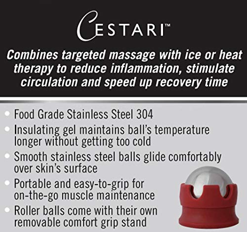 Massage Roller Ball - Stainless Steel Gel Balls for Heat + Ice Therapy - Back, Shoulder, Calf, Foot Massager with Heat or Cold - Myofascial Release - Deep Tissue Trigger Points - Hot Cold Roller.. - color: Red 55mm