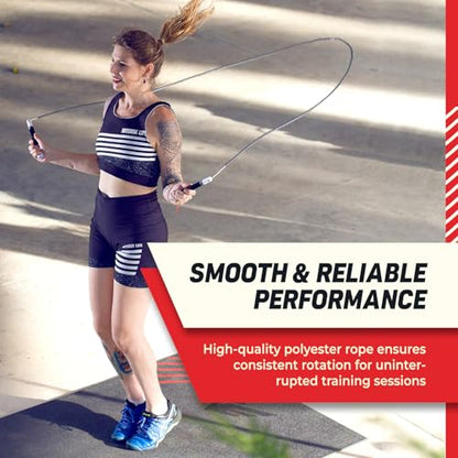 Freestyle Beaded Jump Rope for Cardio Training - Workout Jump Rope with Unbreakable Long Handles and Shatterproof Beads - Designed for Beginners or Pros - Ideal Fitness