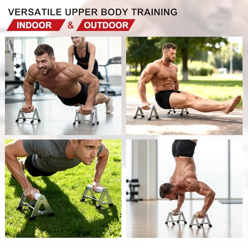 Push Up Bar - All-aluminum Lightweight Pushup Stands with Non-Slip Base, 660LB Capacity, Portable Home Gym Equipment for Strength Training & Floor Workouts、White、6.5inch