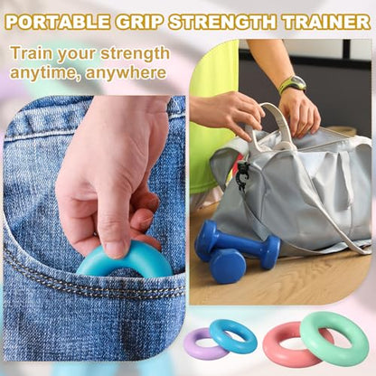 Grip Strength Trainer Rings, Portable Hand Grip Strengthener Finger Forearm Strengthener