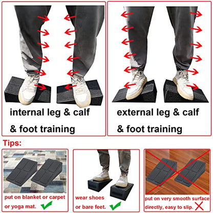 Squat Wedge Block Adjustable Slant Board, Heavy Duty 3pcs Foam Foot Ankle Knee Stretcher Leg Extender, Incline Platform Ramp For Heel Elevated Exercise and Calf Raise