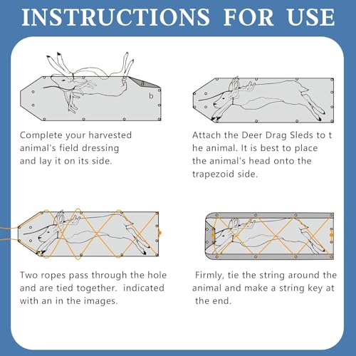 Deer Drag Sled Game Hauler, Orange Multi-Purpose Thickened Wear-Resistant Cargo Transport Sled with Ropes and Harness for Outdoor Hunting