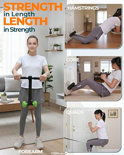 Nordic Hamstring Curl & Stretching Strap, Flexibility Training for Hamstrings, Hip, Quads & Back Stretcher, Forearm Strengthening, Sit-Up Bar for Ab Workout, Reverse Crunch, Spanish Squats
