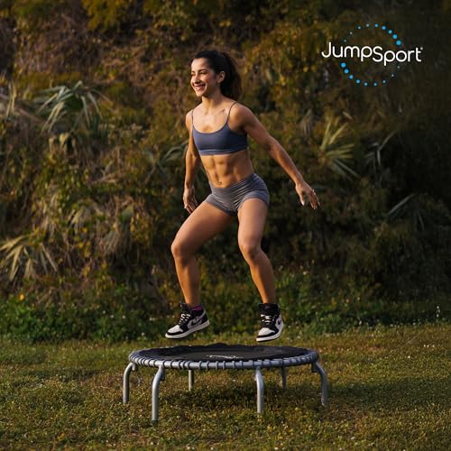 JumpSport 350 PRO 39 Inch Fitness Trampoline Indoor Rebounder Cardio Workout Equipment 300 lb Capacity - color: Graphite