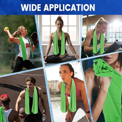 150 Pack Cooling Towels Bulk 40 x 12 Inch Large Chilly Breathable Sweat Sports Cold Towels Sublimation Microfiber Ice Neck Rag for Hot Weather Workout Gym Team Gift (Green) - color: Green