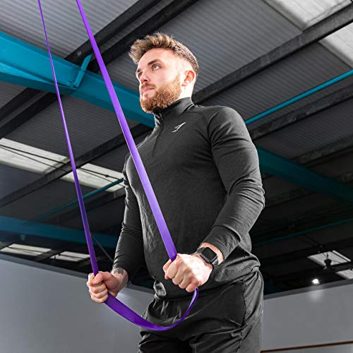 METIS Resistance Exercise Bands | Heavy Duty Latex Power Bands for Strength Training, Fitness Workouts, and Assisted Pull-Ups – 6 Resistance Levels, Sold Individually or as a Set - color: Purple (57-84lb Resistance)