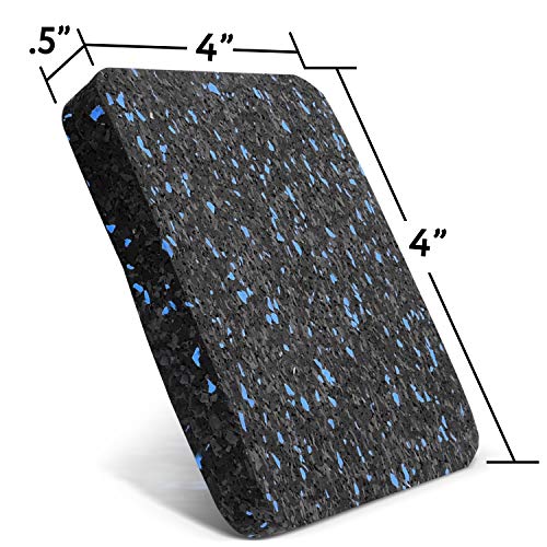 Impresa Rubber Floor Protectors for Walking Pad & Treadmill Pad - 4 x 4 x 0.5 in, 6-Pack - Anti-Vibration & Shock-Absorbing Mats - Workout Mats for Home Gym Equipment