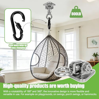 Heavy Duty Swing Hangers Kit, Hanging Snap Hooks Screws Bolt, Swing Set Bracket for Playground Porch Patio Yoga Seat Indoor Outdoor Ceiling Mount - size: Circular 1PCS