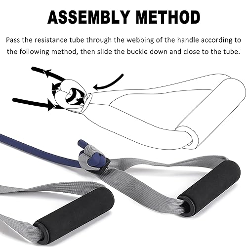 Resistance Band Handles & Accessories Kit for Elastic Bands & Tubes, Modern Silver and Black Nylon Exercise Strap Accessories