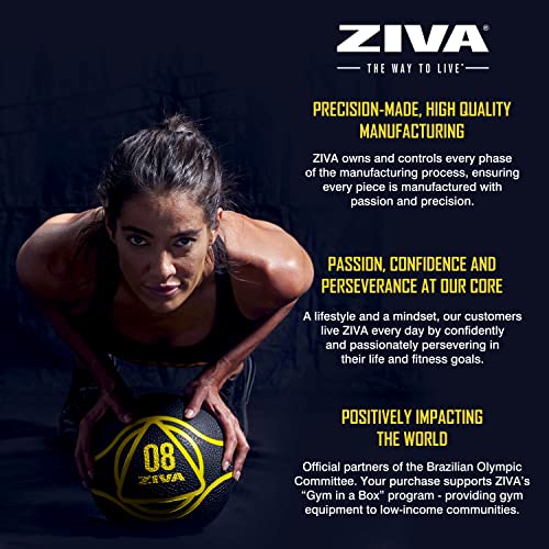 ZIVA Medicine Ball – Durable Rubber Weighted Ball with Easy-Grip Textured Shell for Core, Balance and Strength Training – Commercial Quality (Black, 4–20 lb) - style: 8lb Black