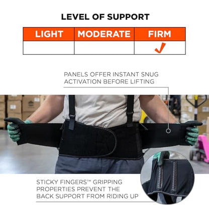 Ergodyne ProFlex 2000SF Back Support Brace, 8.5" Spandex, V-Shape Design and Patented Stays for Added Support, 4XL , Black - size: 4X-Large