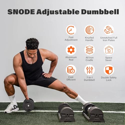 SNODE AD80 Drop Proof 80 lbs Adjustable Dumbbell Set -Adjustable Weights with Cast Iron Plates and Cradle, Knurled Handle, Fast Adjust, Compact Home Gym Equipment for Bench & Press - style: AD80 Pair