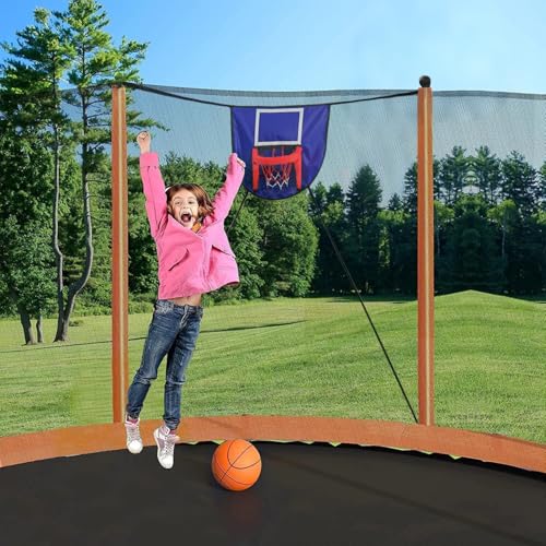 1500LBS 10FT 12FT 14FT 16FT Trampoline for Kids Adults with Basketball Hoop, Enclosure Net, Sprinkler, Lights, Disco Ball with Music Speaker, Heavy Duty Trampoline Outdoor Trampolines - color: Orange - 16FT