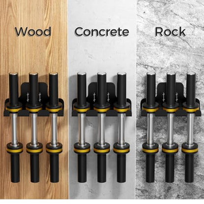 JNIHEEP Barbell Wall Holder,Olympic Barbell Hanger,Home Gym Bar Wall Rack - color: Black 3 hooks