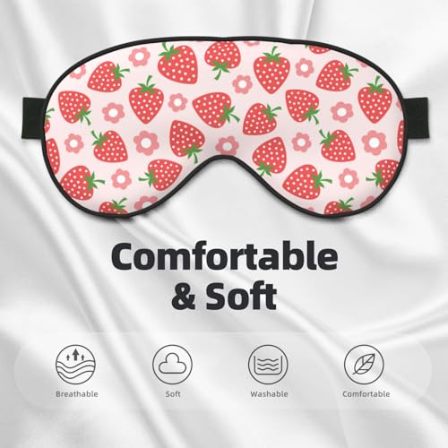 Pink Strawberry Floral Sleep Mask Eye Mask with Adjustable Strap Eye Sleep Shade Cover Blocks Light for Women Men Airplane Travel Nap - color: Pink Strawberry Floral
