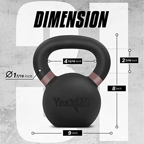 Yes4All Powder Coated Cast Iron Kettlebell, Single Deep Blue, 40 KG / 88 LB - color: Brown, style: A. Single