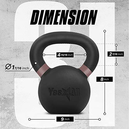 Yes4All Powder Coated Cast Iron Kettlebell, Single Deep Blue, 40 KG / 88 LB - color: Brown, style: A. Single