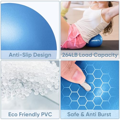 APEXUP 9 Inch Pilates Ball Small Exercise Ball for Yoga, Fitness, Balance, Core Workout, Physical Therapy