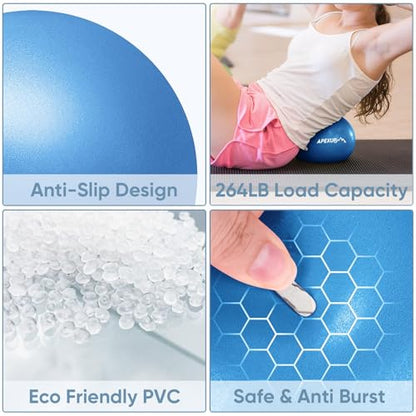 APEXUP 9 Inch Pilates Ball Small Exercise Ball for Yoga, Fitness, Balance, Core Workout, Physical Therapy