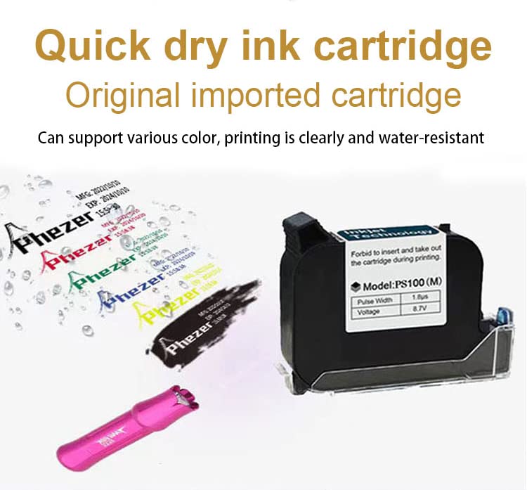 Phezer Upgraded Mini Inkjet Printer for Flat and Curved Surface PC11 Plus, 25 Languages & Quick-Drying Ink Cartridge, Portable Pocket Marking Device for Date Time Barcode Logo Qrcode Batch Number - color: PC11 Plus Mini Printer