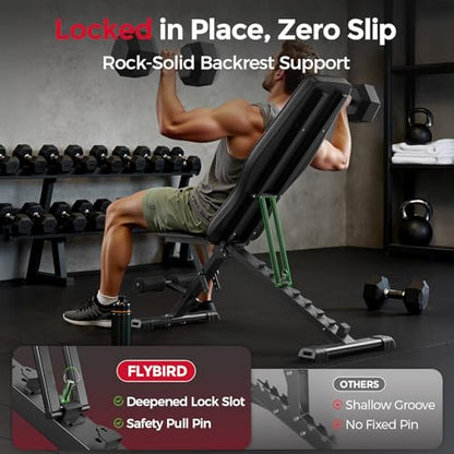 FLYBIRD Adjustable Weight Bench, Full Body Workout Bench for Home Gym - size: L
