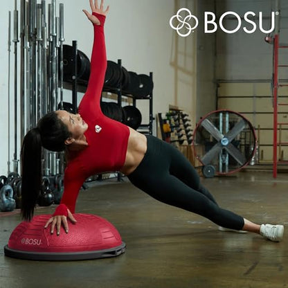 BOSU Nexgen Balance Trainer, Half-Ball Training Equipment, 65 cm Diameter, 300 lb Capacity - Burst-Resistant Stability Exercise Tool w/Non-Slip Base, Includes Hand Pump, Commercial-Grade - color: Neon Flare/Black