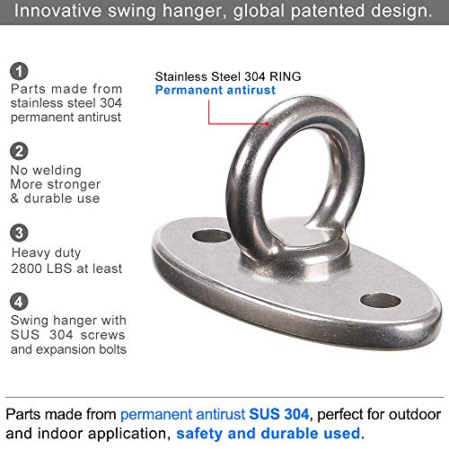 Wall Ceiling Mount Bracket for Suspension Strap Trainer, 2800lb Capacity, Body Weight Strength Training Systems, Aerial Yoga Swing, Resistance Band,Hammock,Battle Rope, Boxing Equipment