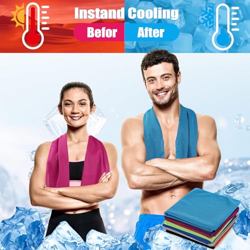 Peryiter 20 Pack Cooling Towels with Cylinder EVA Carry Cases Cooling Towel - size: 35 x 12 Inch, style: Cylinder Eva