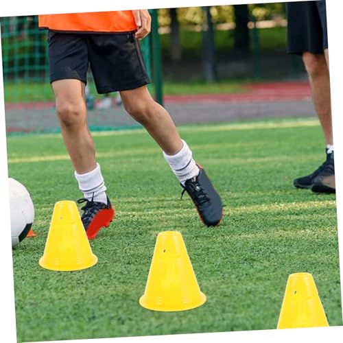 Mikinona 10pcs Plastic Soccer Training Cones 8cm Small Yellow Markers for Football Roller Skating Agility Practice and Obstacle Course