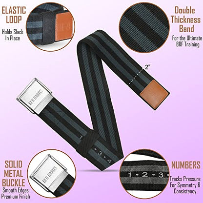 BFR Bands Blood Flow Restriction Bands - 2-Inch Booty Bands for Women Glute, Leg, and Thigh Workout - Occlusion Training Resistance Bands w/Elastic Strap and Buckle - (Set of 2)