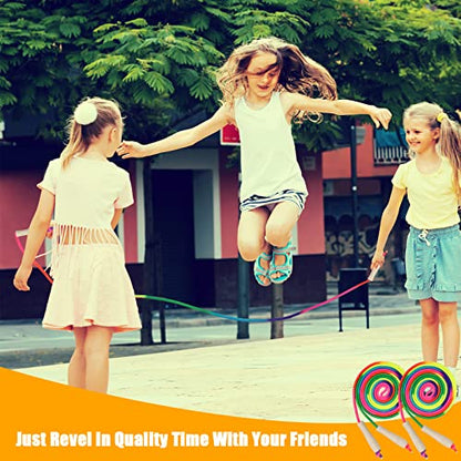 Coolrunner 16 FT Long Jump Rope(2 PACK), Double Dutch Jump Ropes, Soft Beaded Skipping for Kids Adults, Plastic Segmented Long Enough for 4-5 Jumpers - color: Rainbow