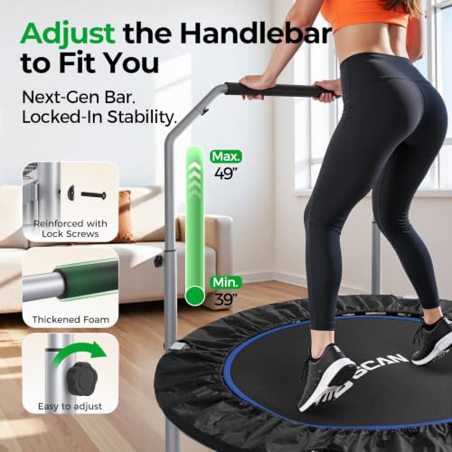 BCAN SP2 40/48" Foldable Mini Rebounder Trampoline for Adults |FED Fitness - color: Black, size: 48-inch