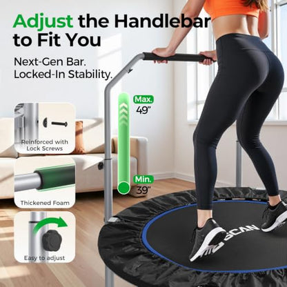 BCAN SP2 40/48" Foldable Mini Rebounder Trampoline for Adults |FED Fitness - color: Black, size: 48-inch