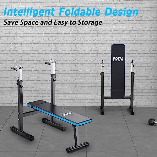 Adjustable Weight Bench with Barbell Rack, Weight Lifting Bench Press for Home Gym, Strength Training Workout Bench, 48.8"D x 25.9"W x 45.4"H