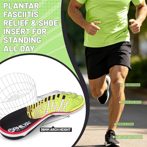 240lbs+ Arch Support Insert Plantar Fasciitis Pain Relief Insole - color: Light Green, size: MEN (12-12 1/2)|WOMEN (14-14 1/2)--305MM